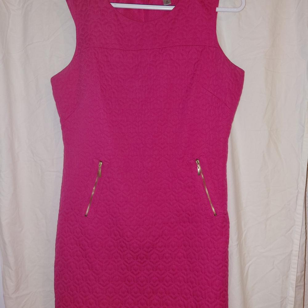 Worthington Fuchsia Textured Sheath Dress with Zip Pockets